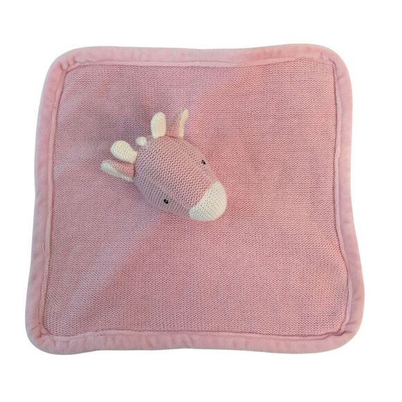 Peacock Alley Pink Knit Giraffe Lovey 12" Baby Security Blanket - Picture 3 of 6